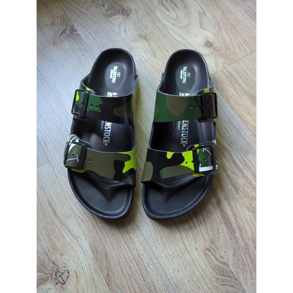 Birkenstock Valentino Arizona Army Lime Camo Logo Sandals EU 41 Mens 8-8.5 - Picture 13 of 16